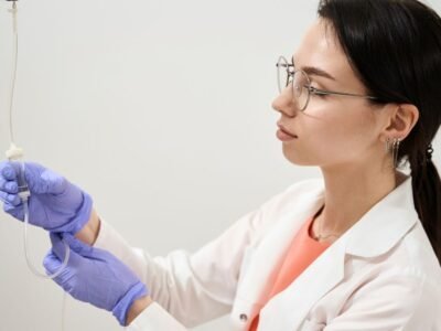 Anestesiólogo preparando dosis de Sugammadex Bridion en quirófano